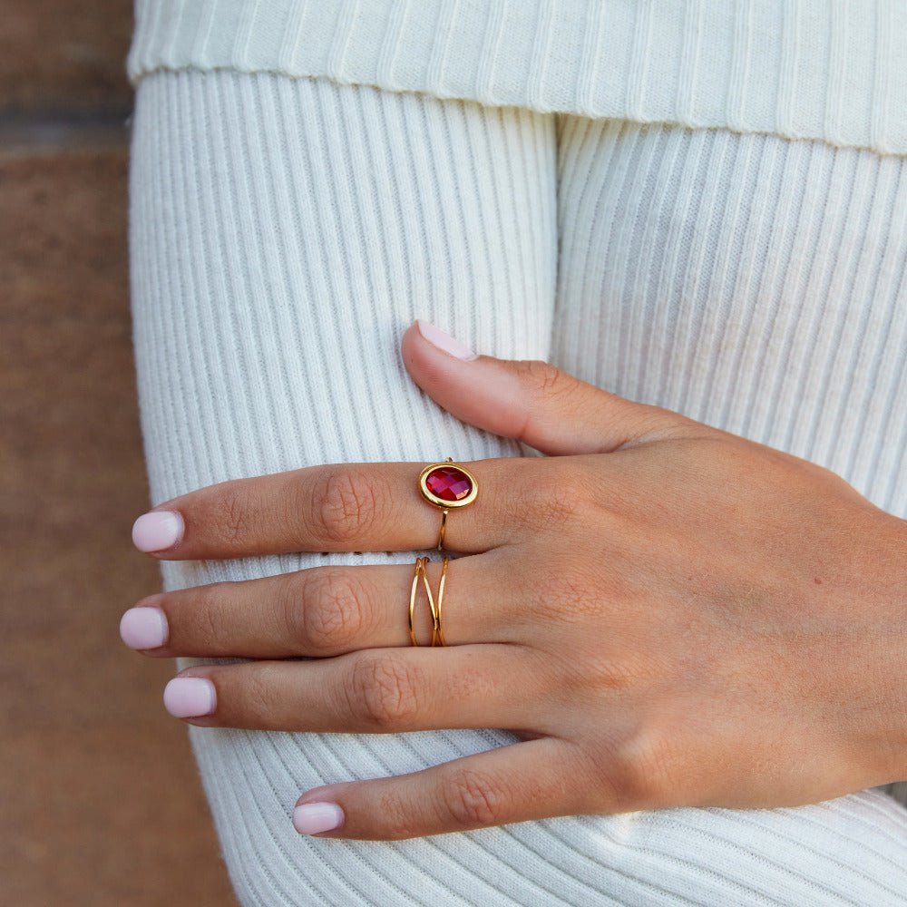 Ruby Kristallen Gouden Ring Secundaire afbeelding