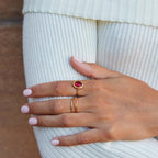Gouden Ruby Kristallen Ring