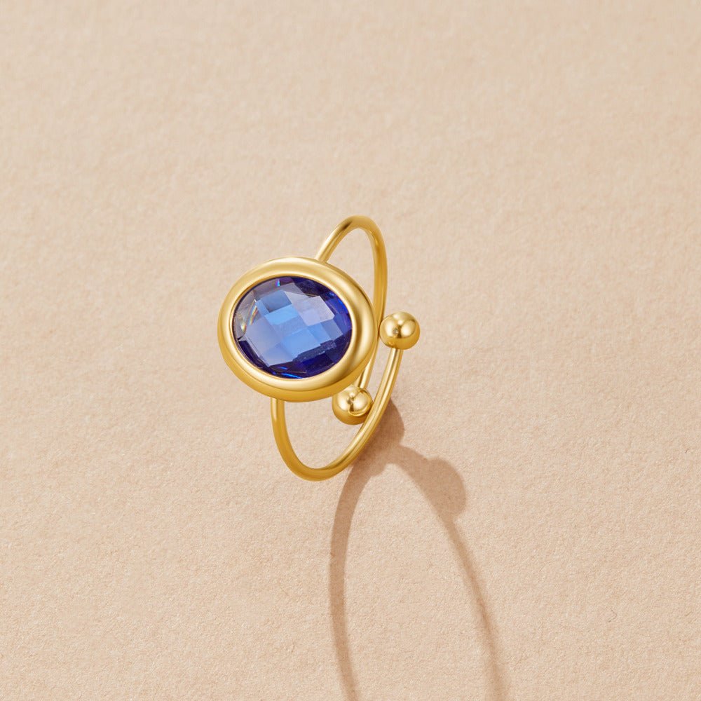 Sapphire Blue Kristallen Gouden Ring