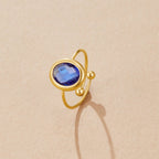 Sapphire Blue Kristallen Gouden Ring