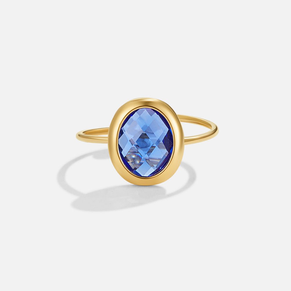 Sapphire Blue Kristallen Gouden Ring