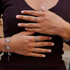 Zilveren Kristallen Clover Band Ring