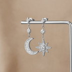 Zilveren Kristallen Moon & Star Oorbellen