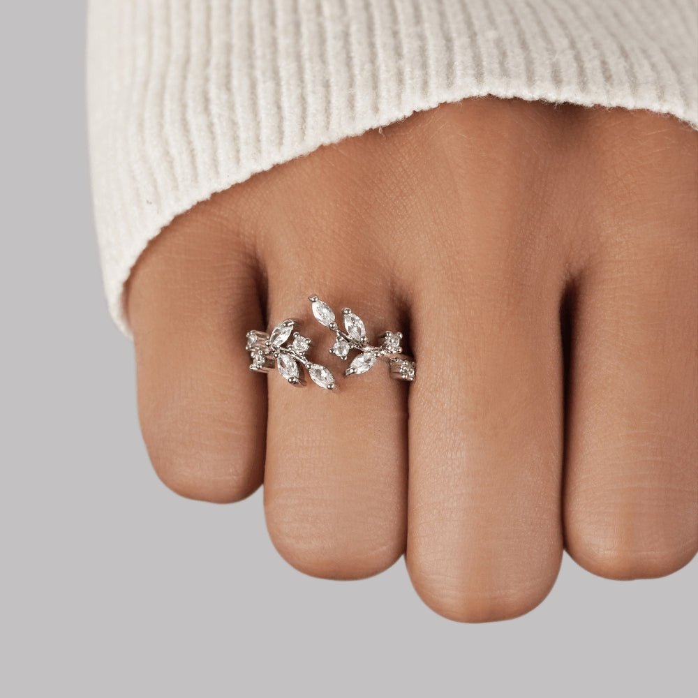 Zilveren Kristallen Vine Ring Secundaire afbeelding