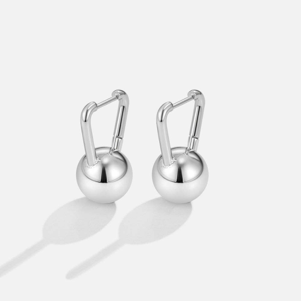 Zilveren Dumbbell Ronde Oorbellen