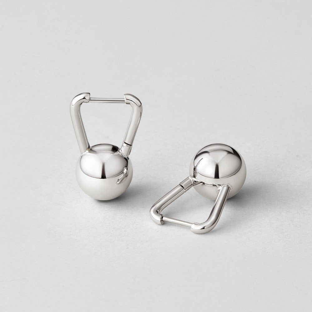 Zilveren Dumbbell Ronde Oorbellen Hoofdafbeelding