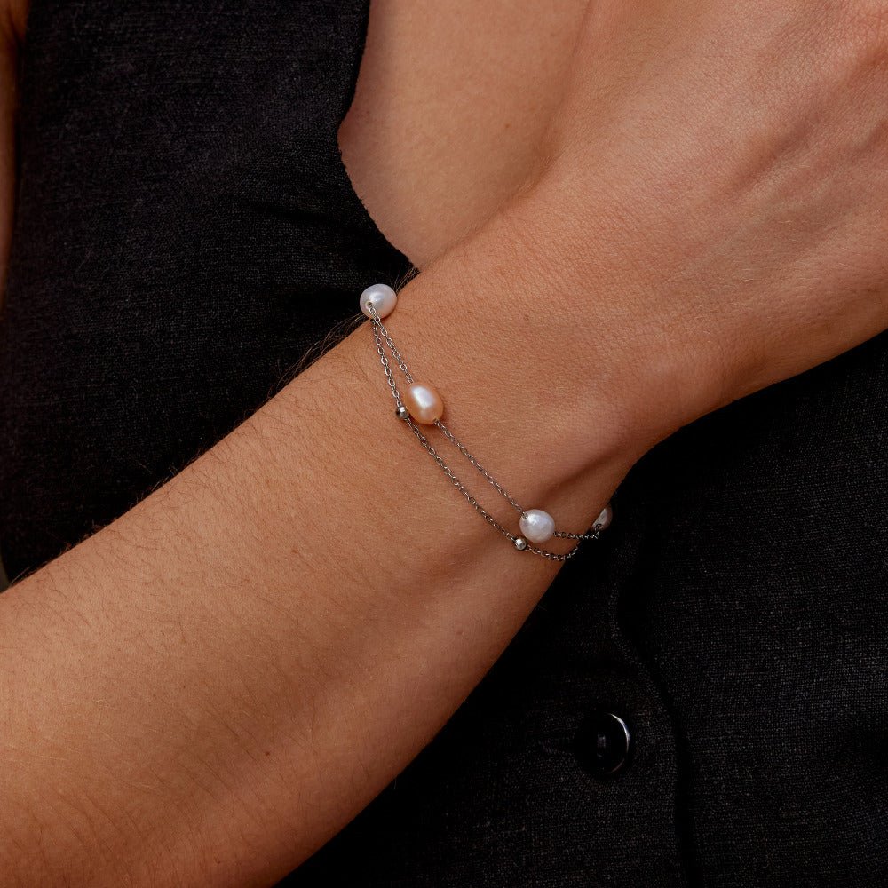 Zilveren Freshwater Parel Gelaagde Armband