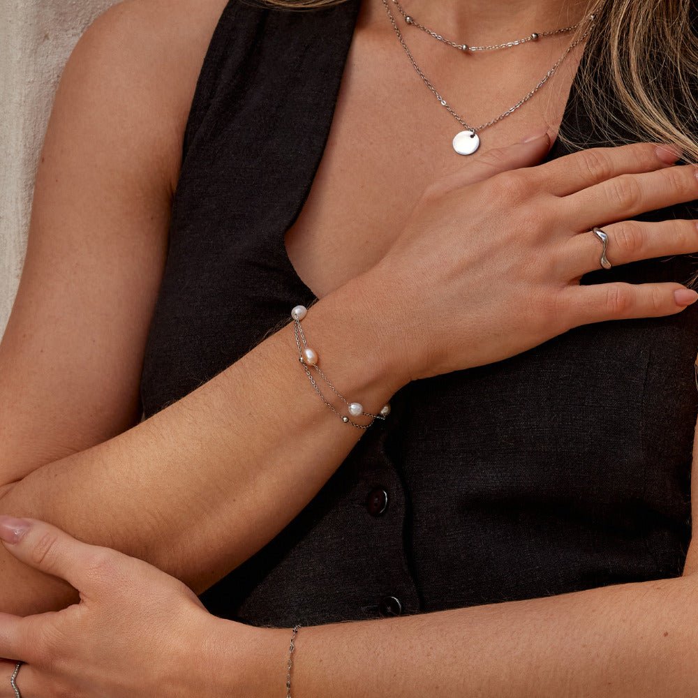 Zilveren Freshwater Parel Gelaagde Armband
