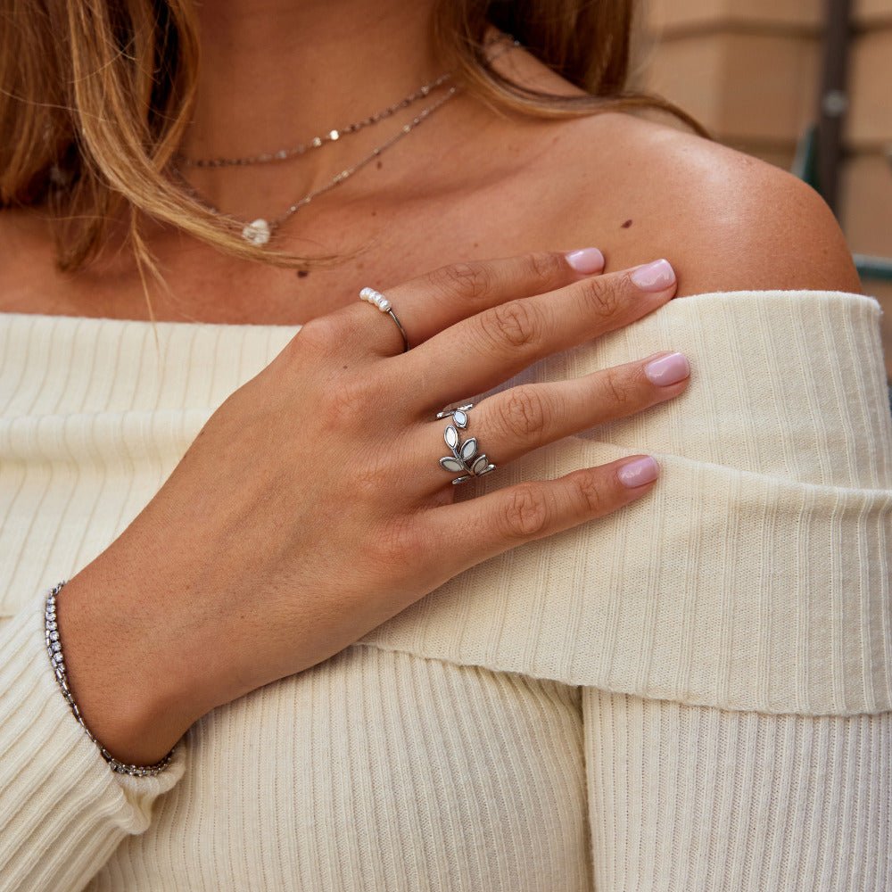 Zilveren Leaf Ring