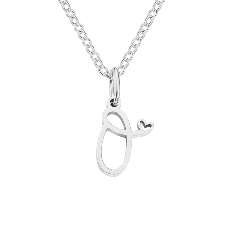 Zilveren Letter Hart Ketting