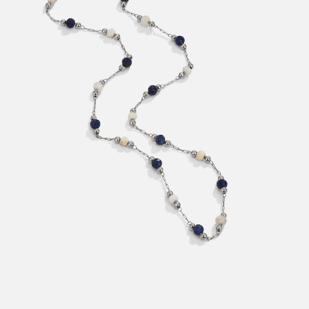 Zilveren Lulu Midnight Beaded Stone Ketting