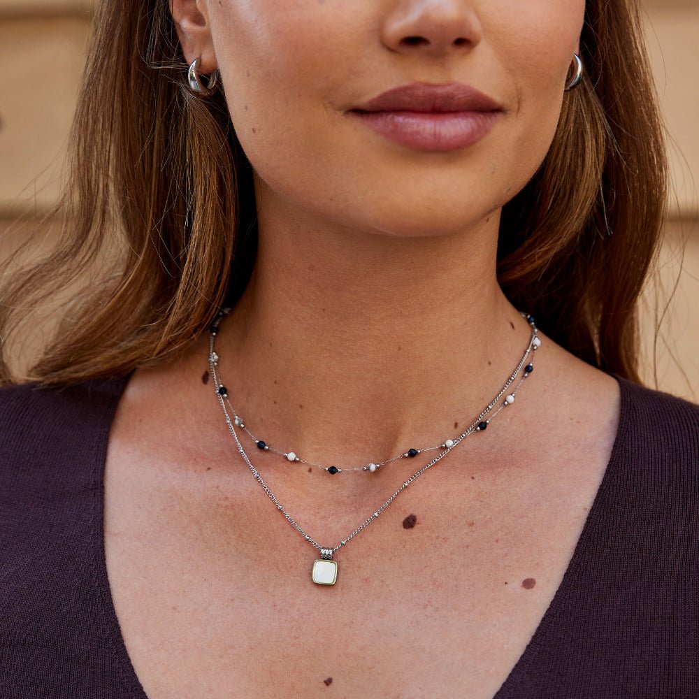 Zilveren Lulu Midnight Beaded Stone Ketting Secundaire afbeelding