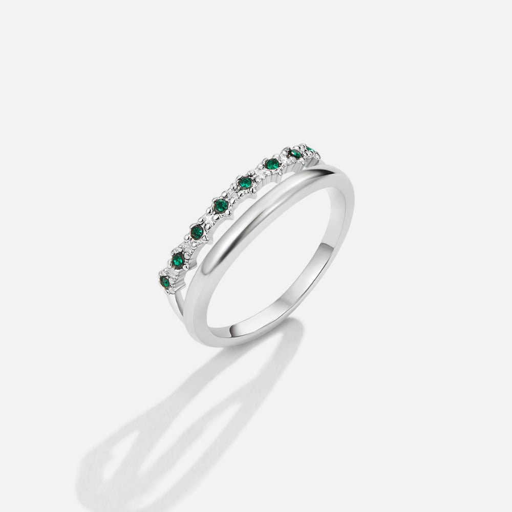 Zilveren Marissa Emerald Groene Gelaagde Ring