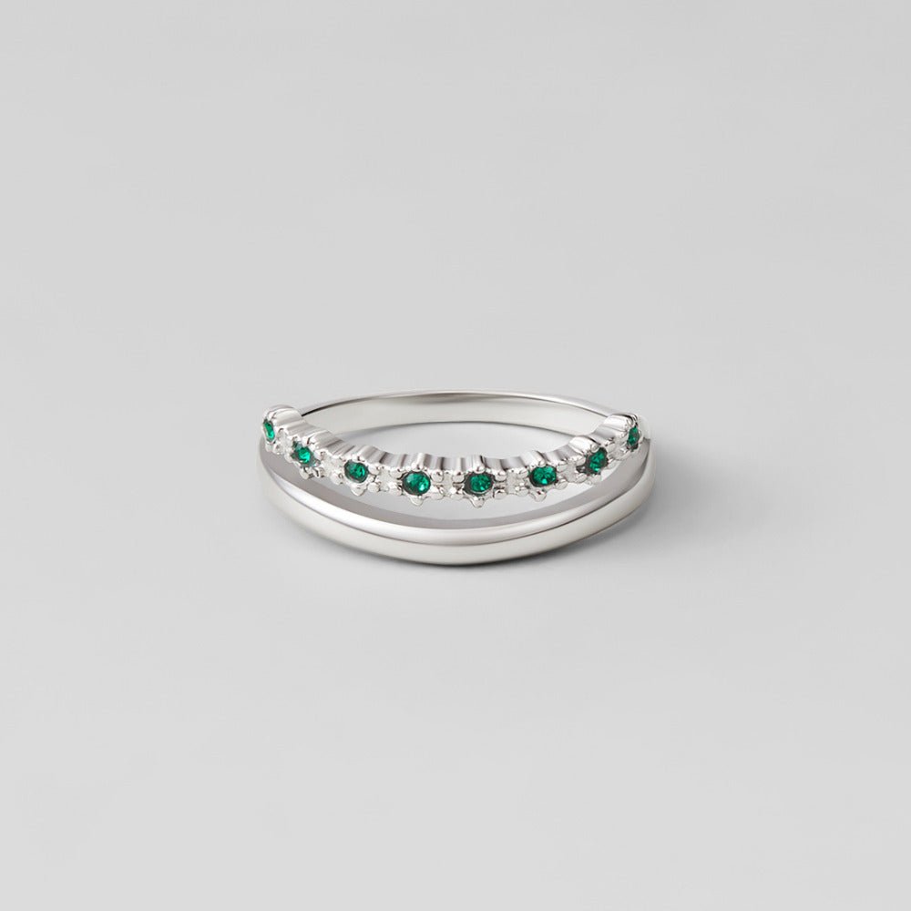 Zilveren Marissa Emerald Green Gelaagde Ring Hoofdafbeelding