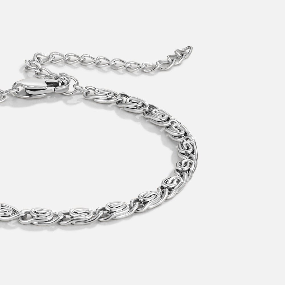 Zilveren Swirl Link Ketting Armband