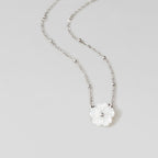 Zilveren White Blossom Flower Ketting