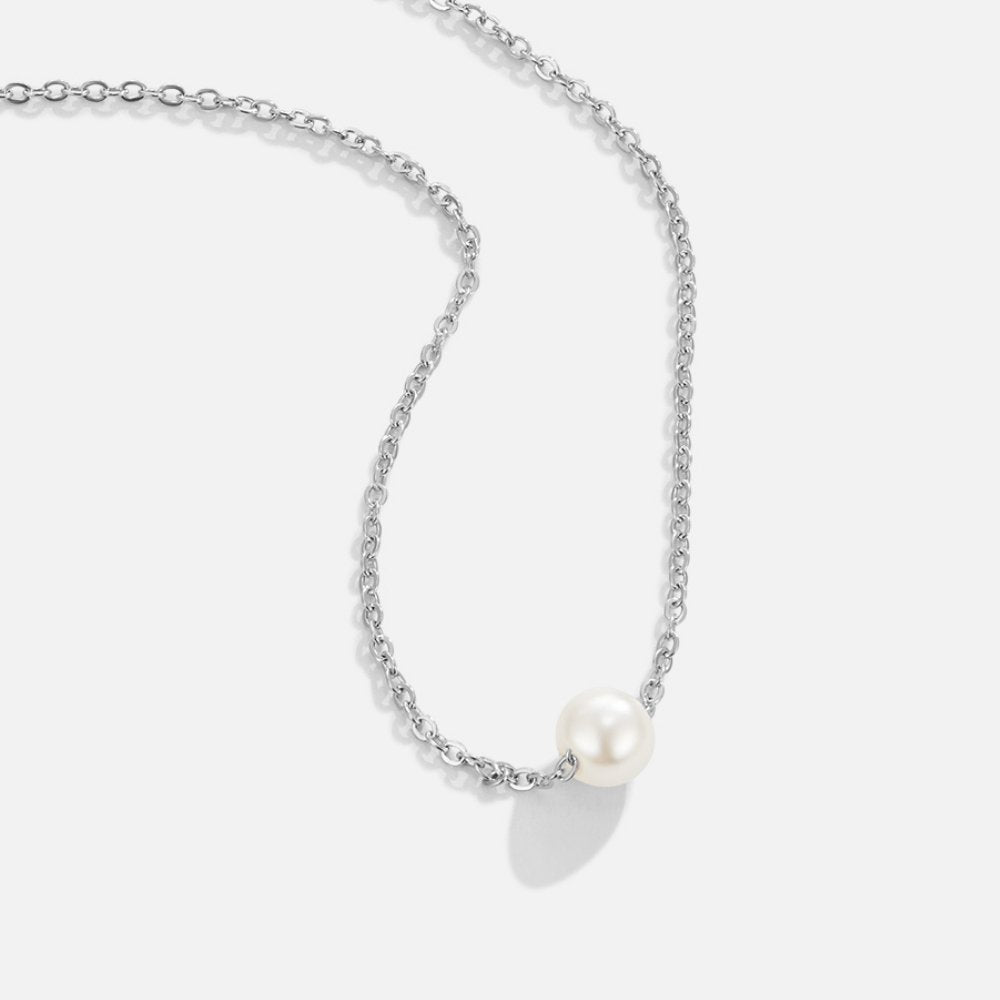 Solitaire Zilveren Parel Ketting Hoofdafbeelding