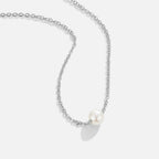 Solitaire Zilveren Parel Ketting