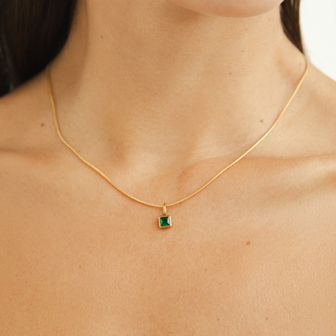 Vierkante Geboortesteen Ketting Secundaire afbeelding