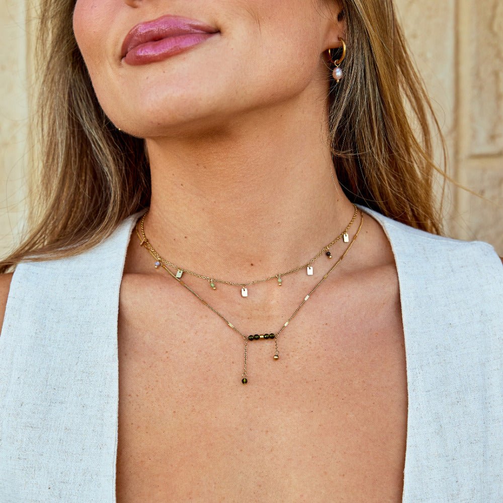 Tara Gouden Square Droplet Ketting