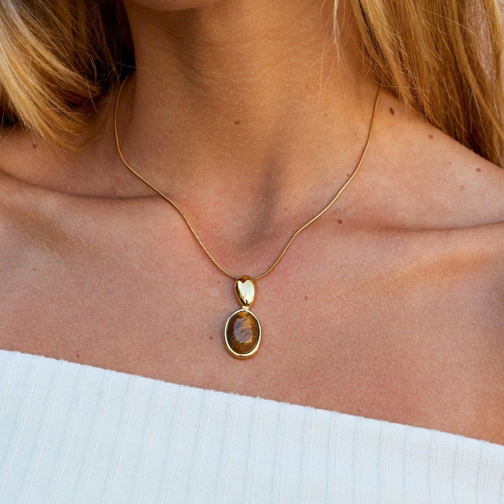 Tiger Eye Stone Long Ketting Secundaire afbeelding