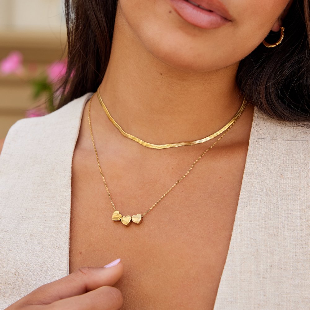 Trio Heart Hanger Ketting