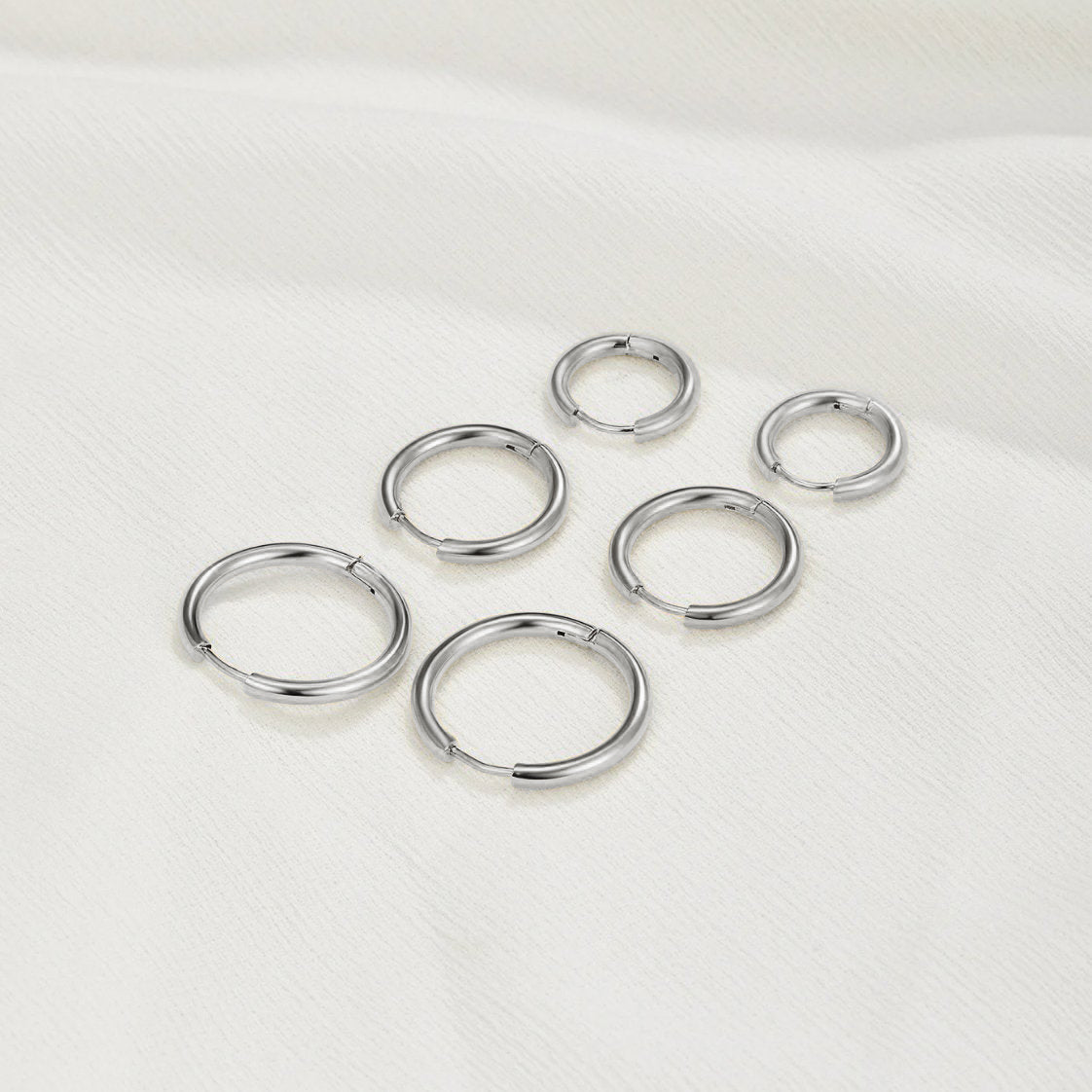 Triple Ronde Oorbellen Zilveren Set Hoofdafbeelding