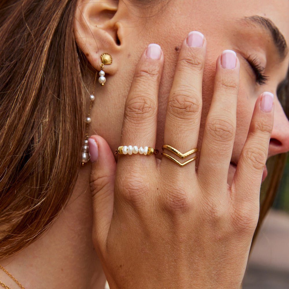 Twisted Klassieke Freshwater Parel Ring Secundaire afbeelding