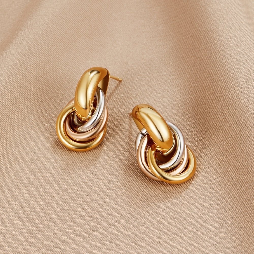 Twisted Three-Toned Ronde Oorbellen