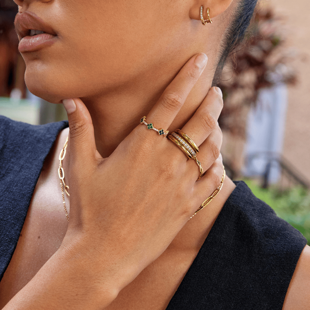 Gouden Vana Trio Kristallen Ring Set