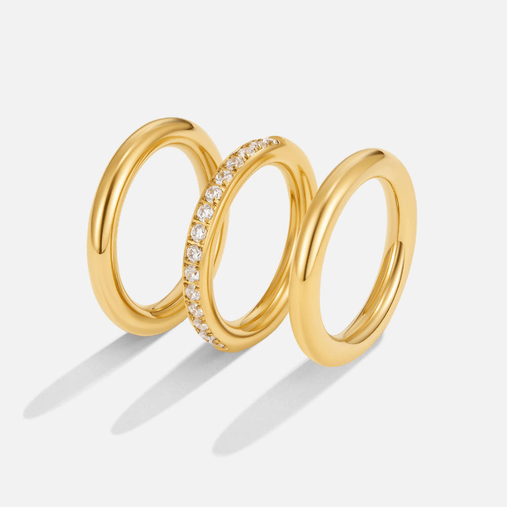 Gouden Vana Trio Kristallen Ring Set