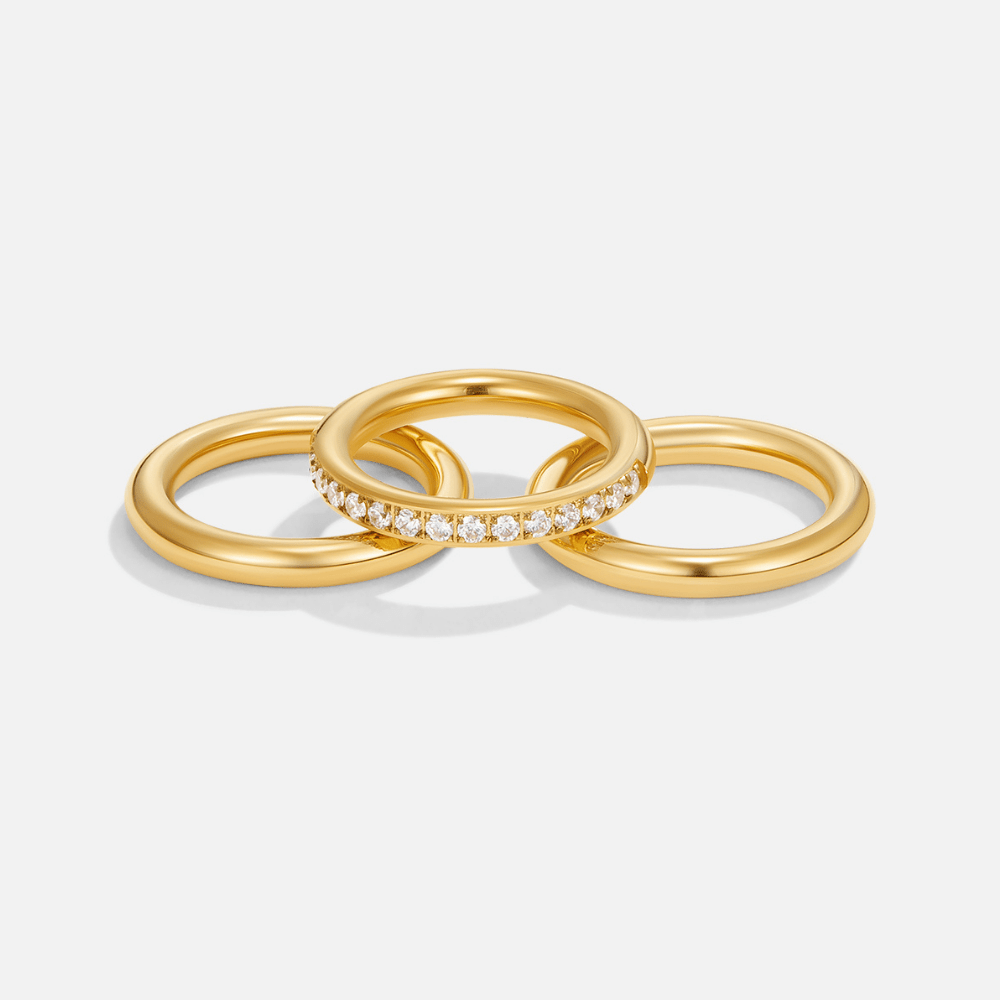 Gouden Vana Trio Kristallen Ring Set