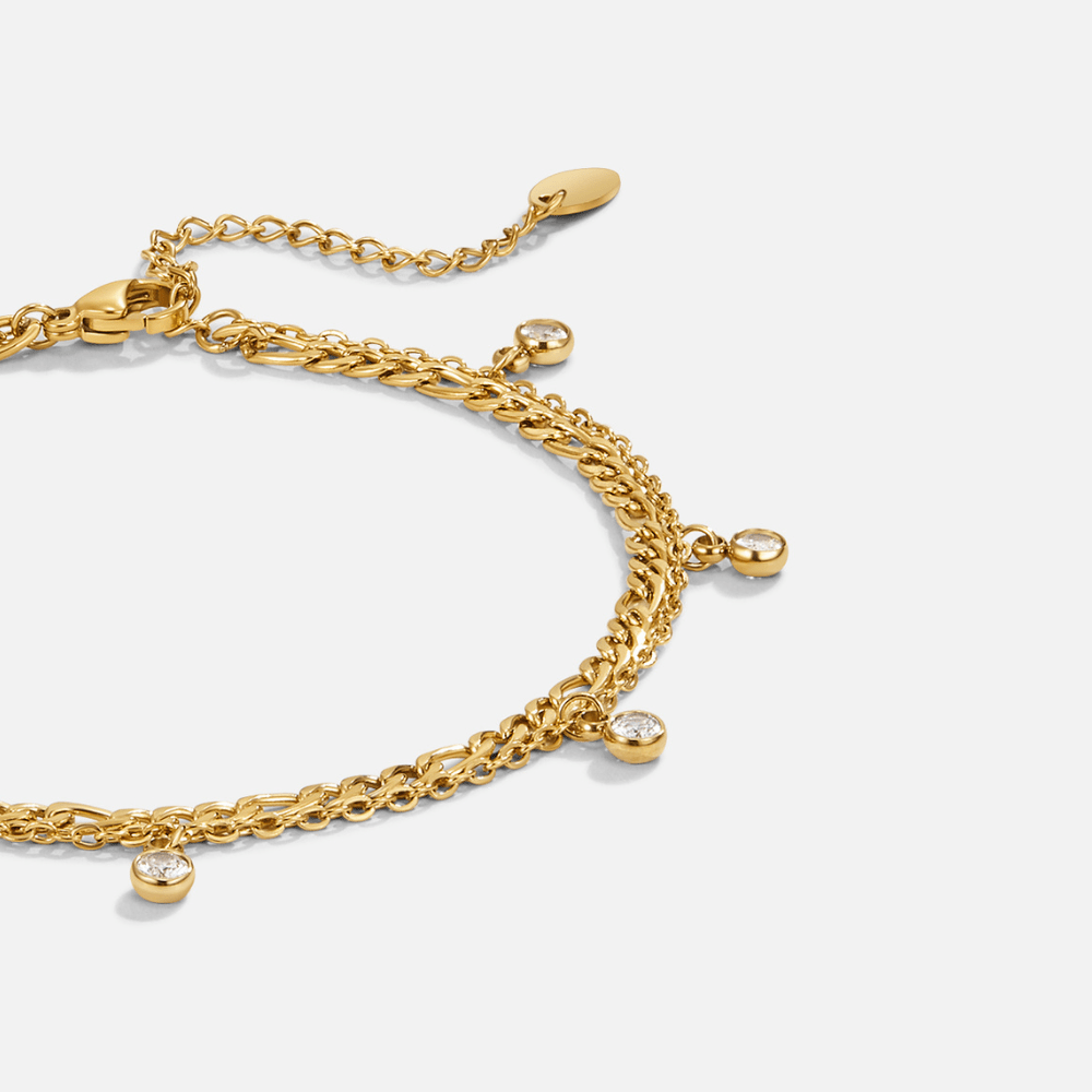 Gouden Vera Kristallen Gelaagde Enkelband