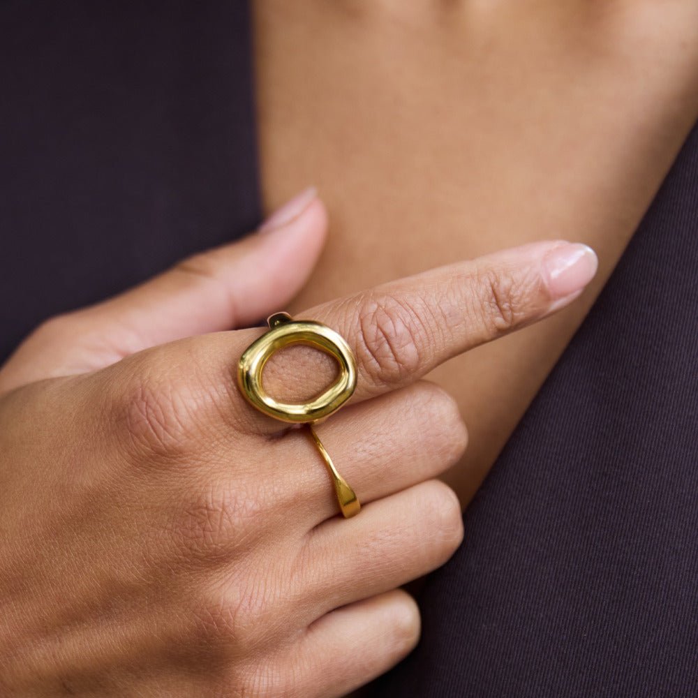 Vina Melted Gouden Ring Secundaire afbeelding