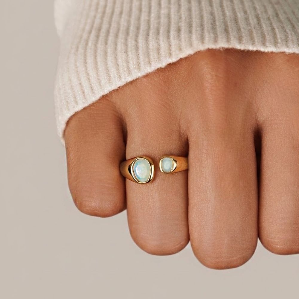 Vintage Aquamarijn Wikkel Ring Secundaire afbeelding