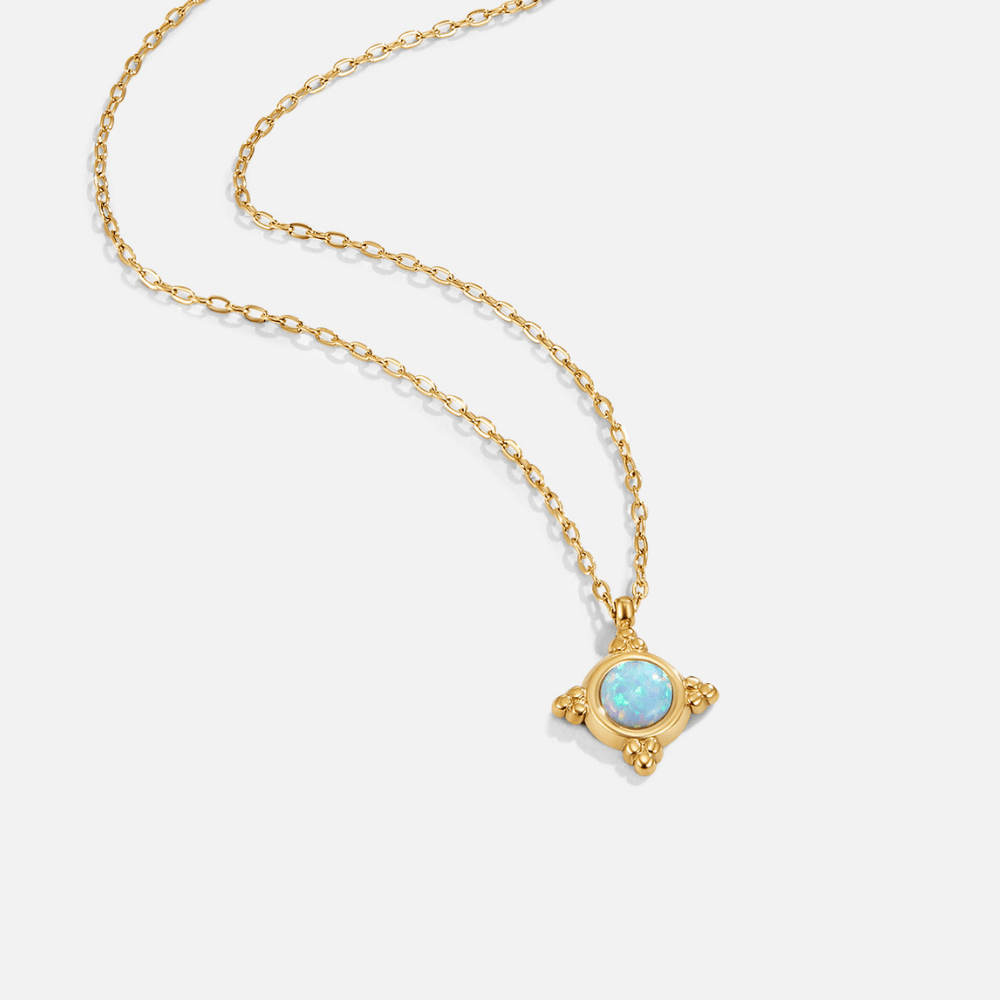 Vintage Blue Opal Hanger Ketting