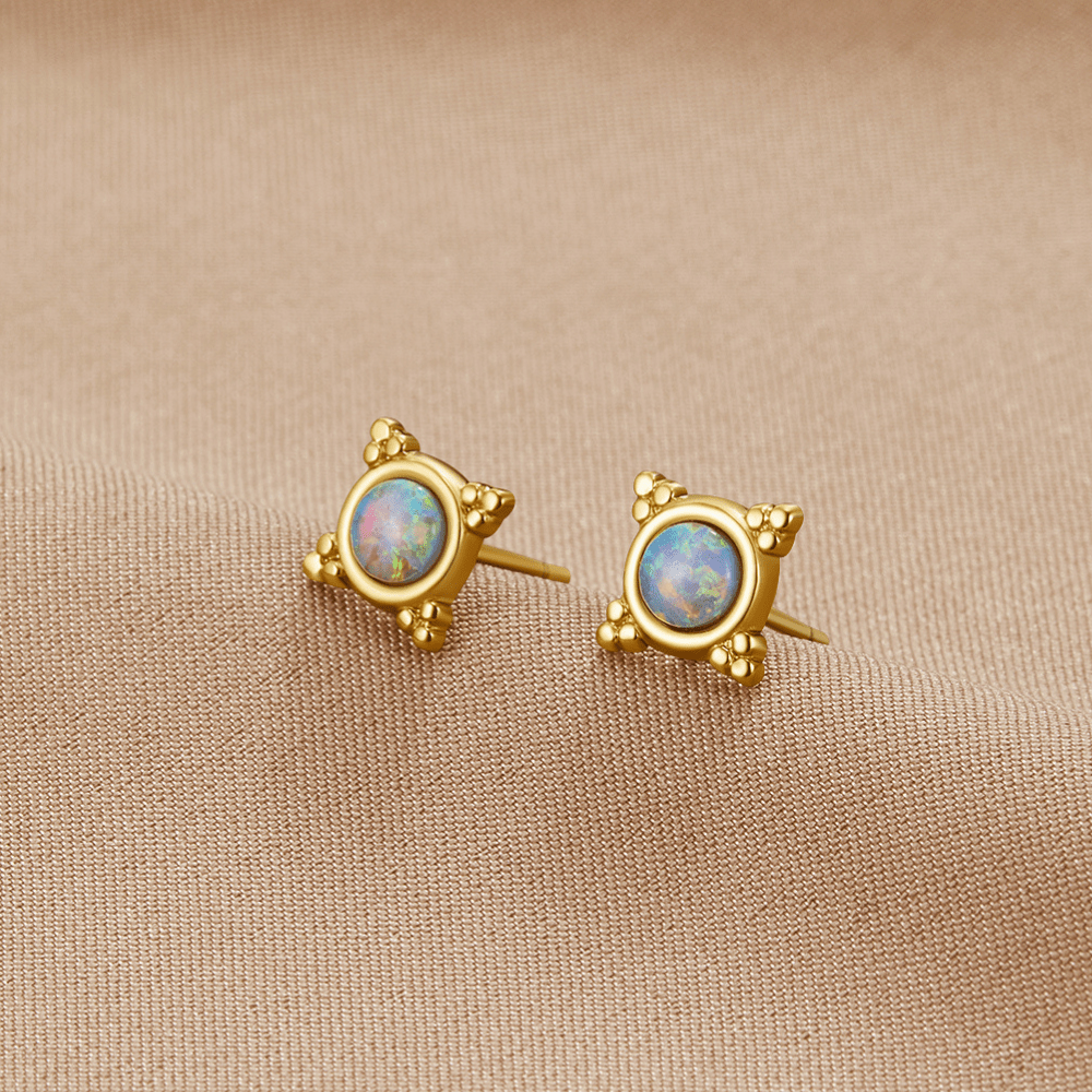 Vintage Blue Opal Knopjes Oorbellen Hoofdafbeelding