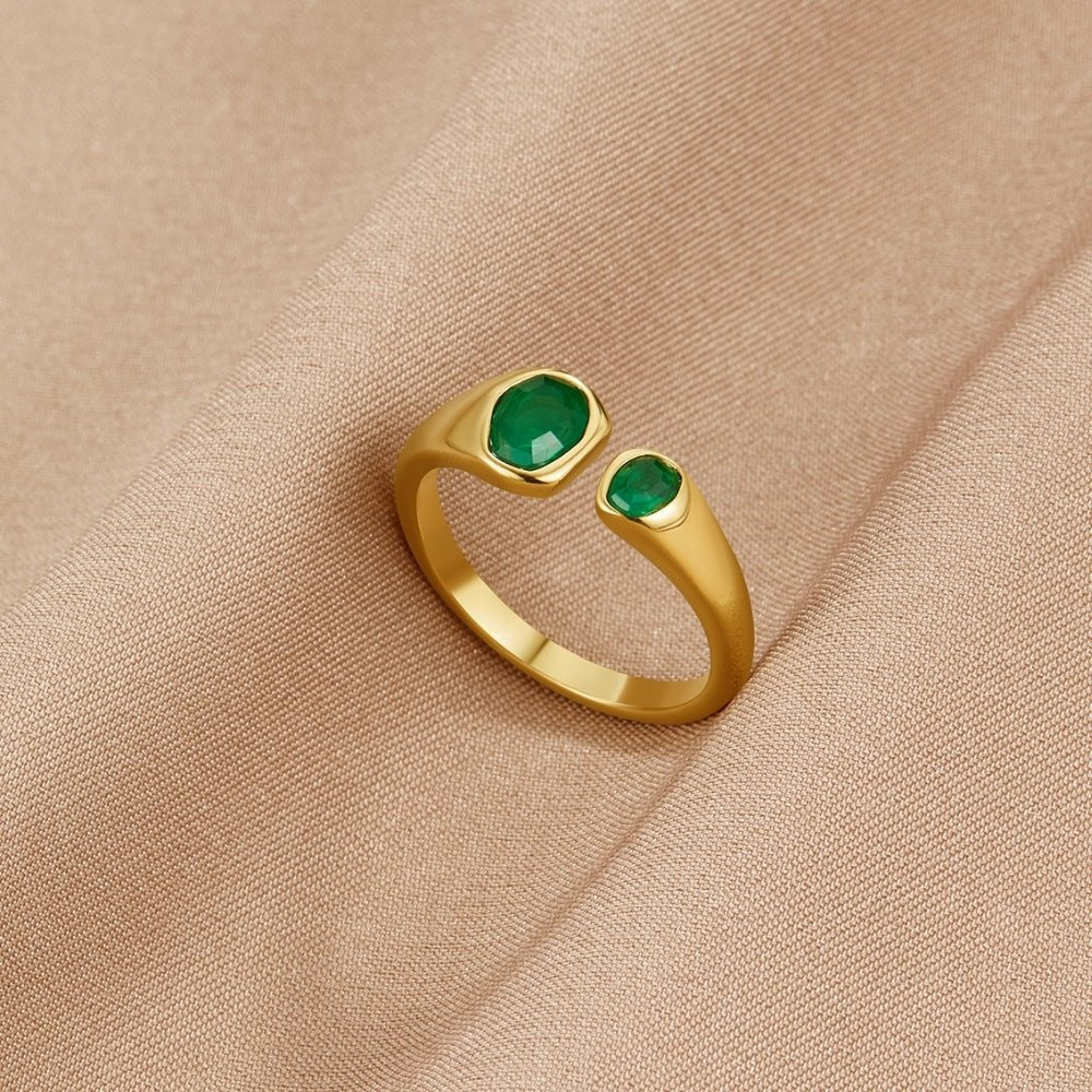 Vintage Groene Emerald Wikkel Ring