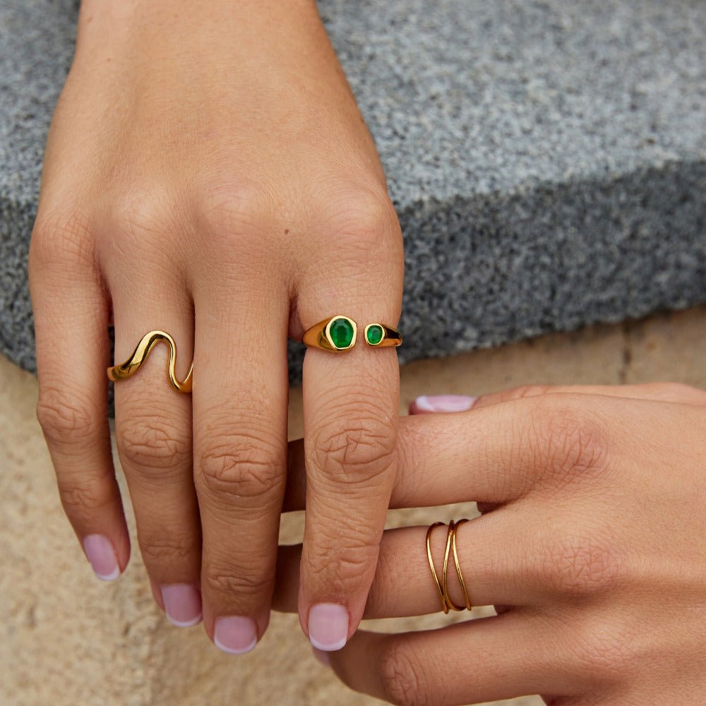 Vintage Green Emerald Wikkel Ring Secundaire afbeelding