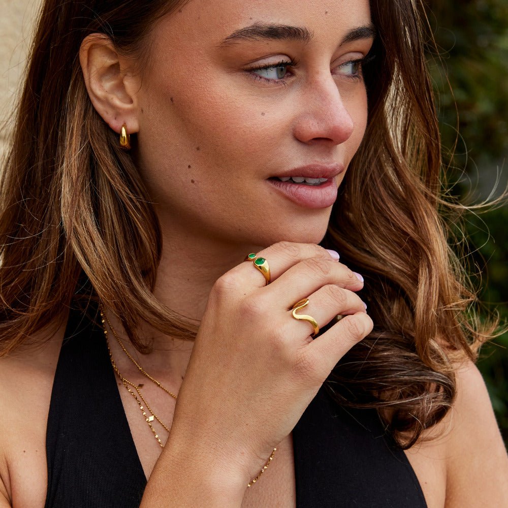 Vintage Groene Emerald Wikkel Ring