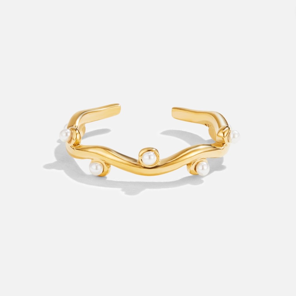 Wavey Parel 18K Gouden Ring Hoofdafbeelding