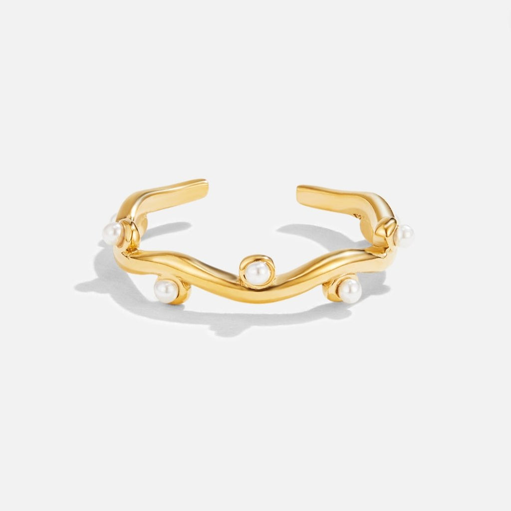 Wavey Parel 18K Gouden Ring