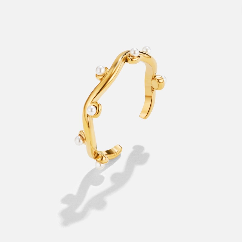 Wavey Parel 18K Gouden Ring