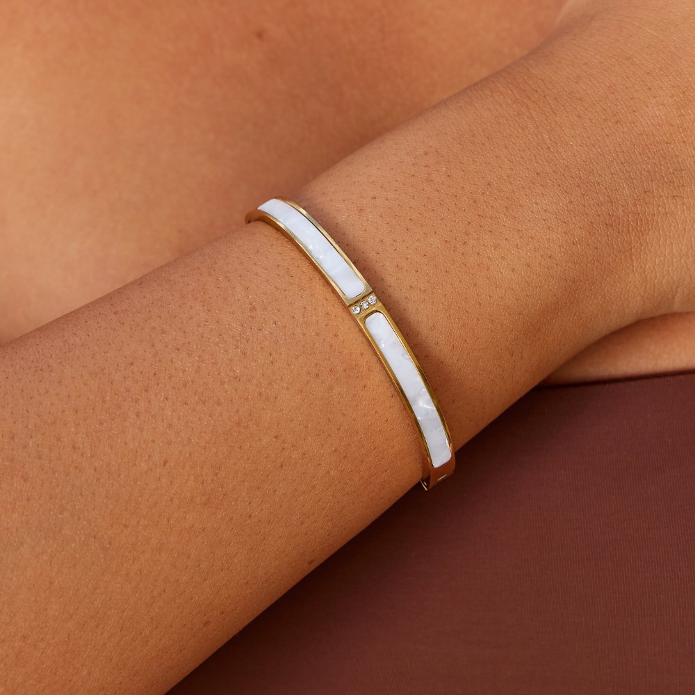 White Sahara Gouden Armband Secundaire afbeelding