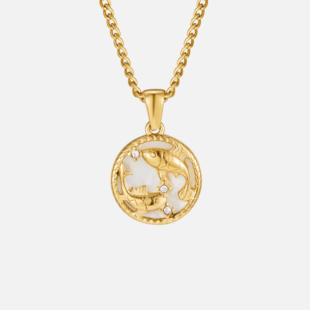 Witte Shell Zodiac Coin Ketting