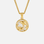 Witte Shell Zodiac Coin Ketting