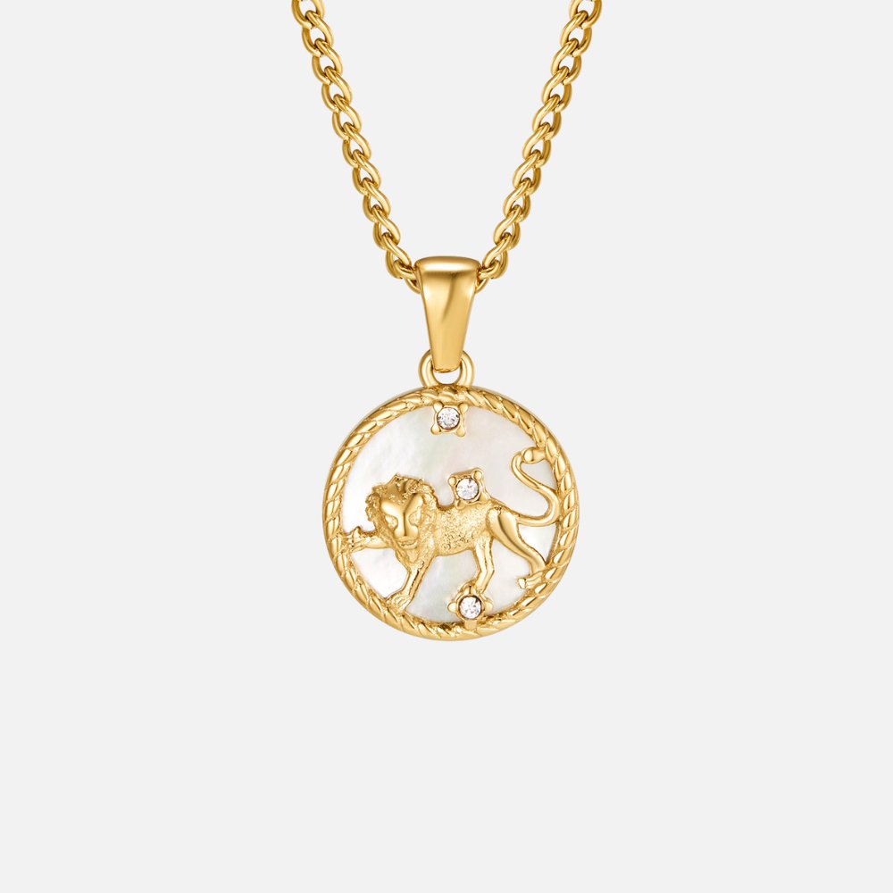 Witte Shell Zodiac Coin Ketting