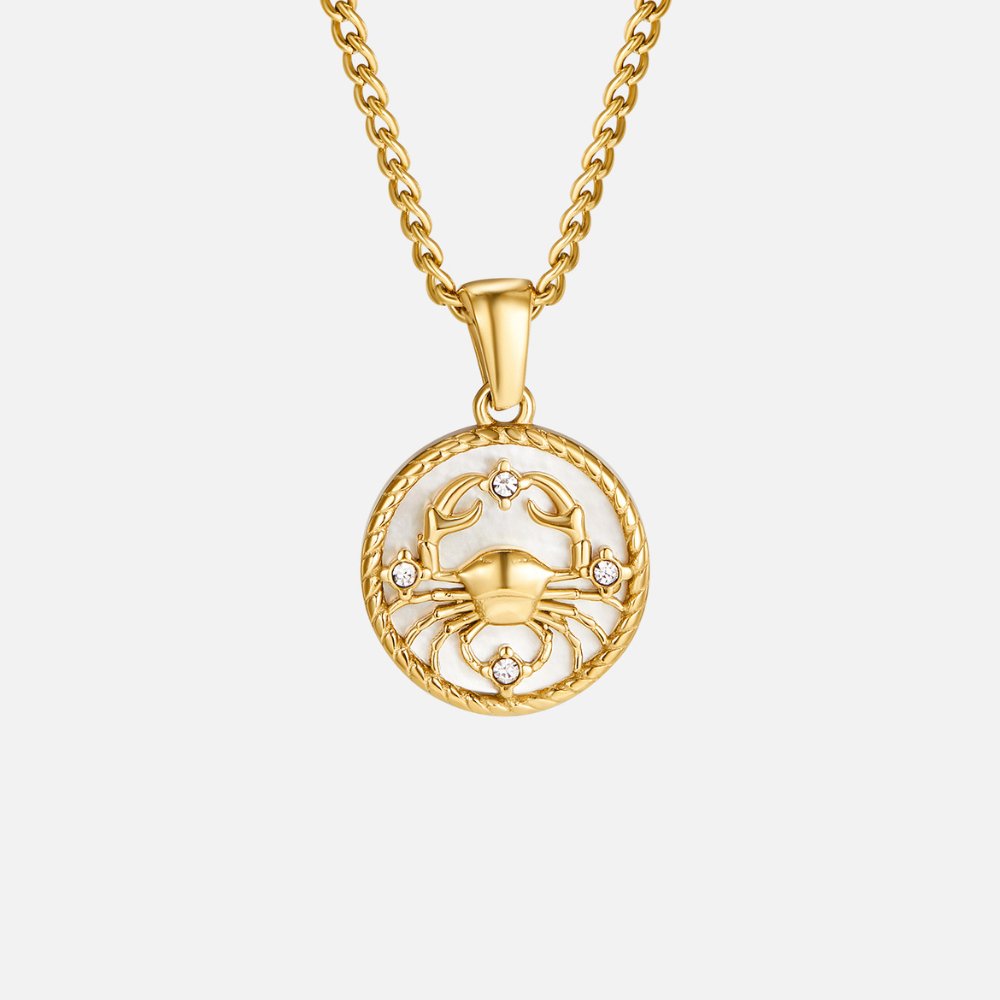 Witte Shell Zodiac Coin Ketting