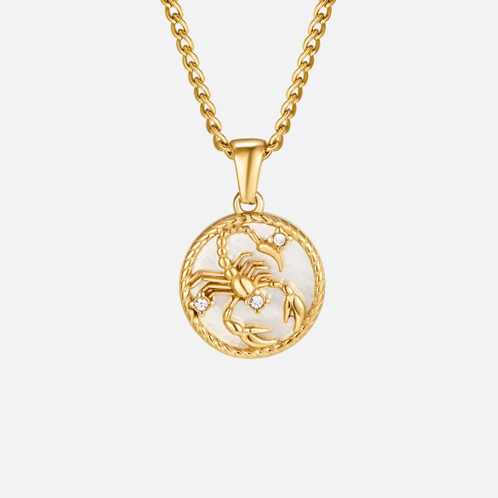 Witte Shell Zodiac Coin Ketting