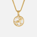 Witte Shell Zodiac Coin Ketting